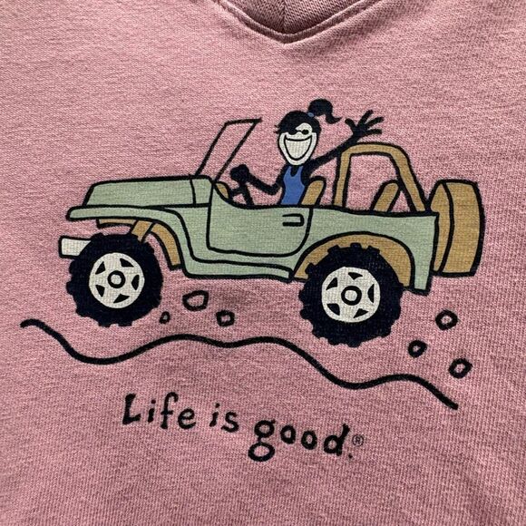 Life is Good Purple V-neck Tee Shirt XL Jeep Mountain Chic Outdoors Camping - Picture 2 of 6